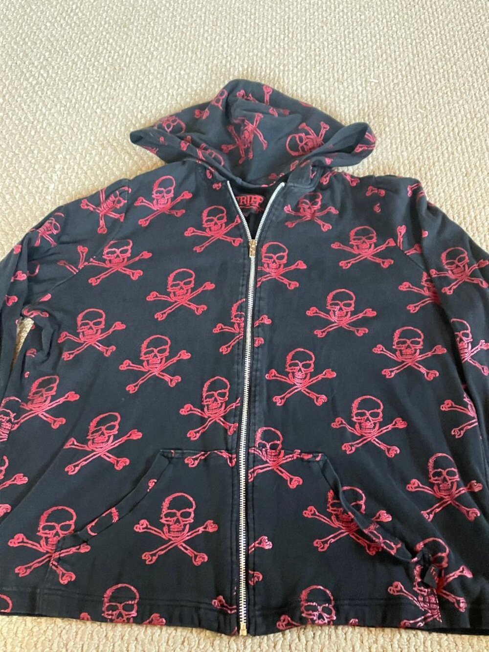 Tripp NYC Black Red Skull Crossbones Pockets Hoodie Sweatshirt Emo Goth Punk 3X
